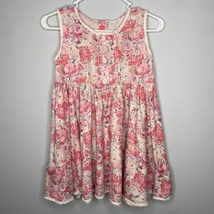 Sweet Honey Girls Pink Floral Lace Trim Sleeveless Pocket Dress Size 12Y